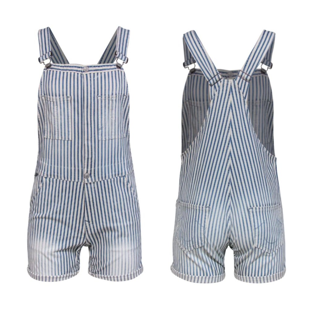 True Religion - "Molly" Striped Shortalls
